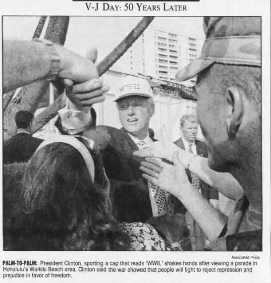 Bill Clinton sporting WWII cap